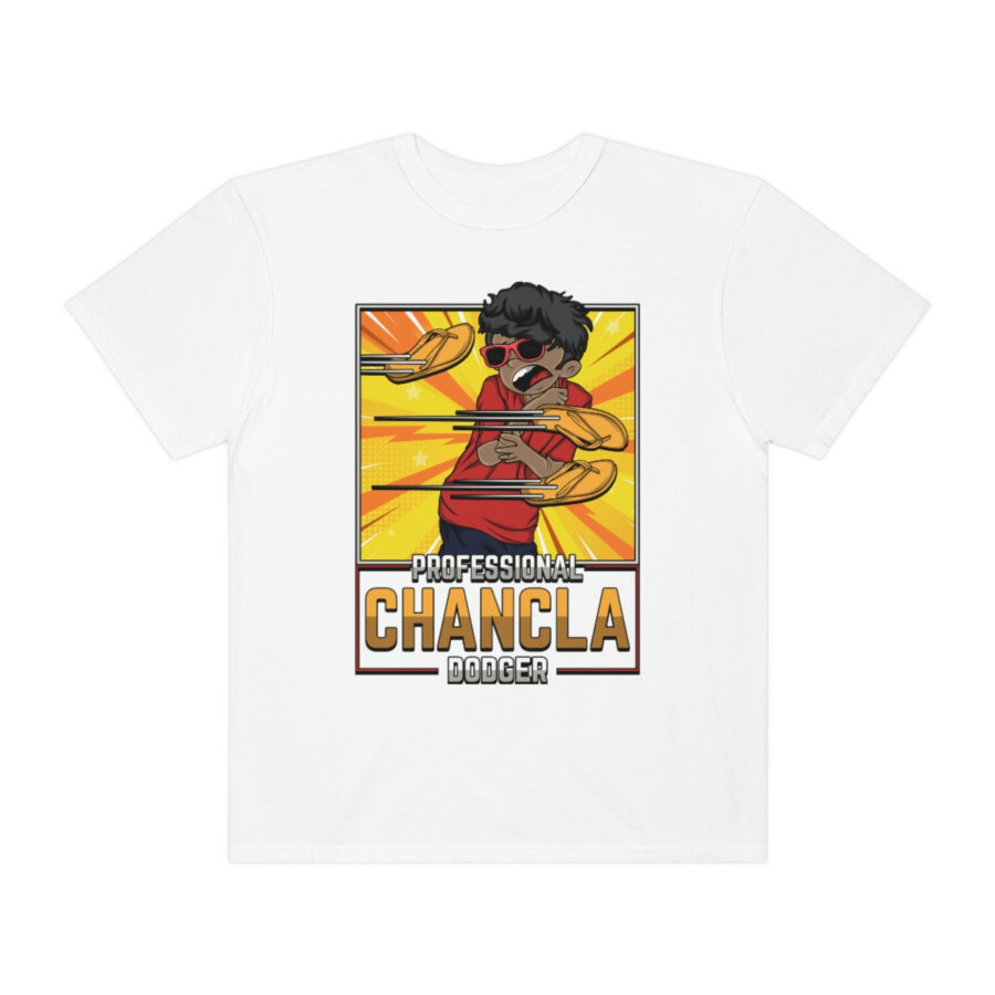 Fun and Vintage Chancla Dodging T-Shirt Parody Tee - Image 4