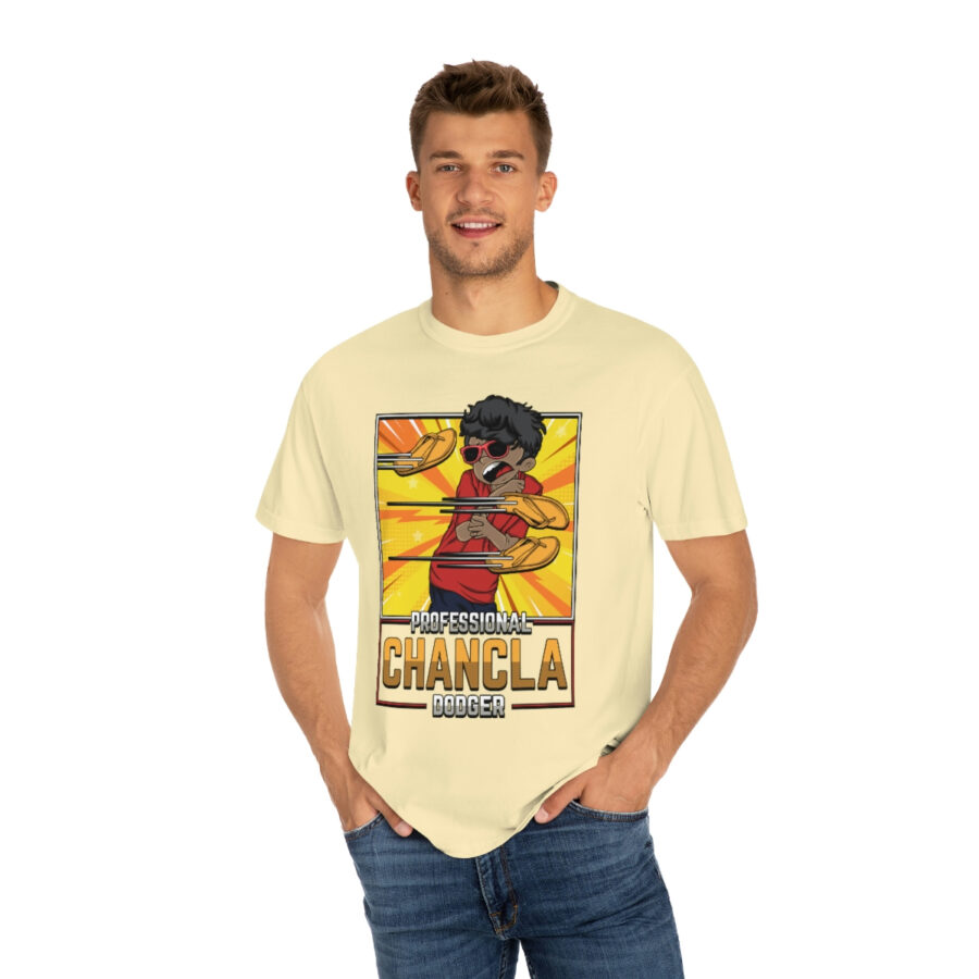 Fun and Vintage Chancla Dodging T-Shirt Parody Tee - Image 2