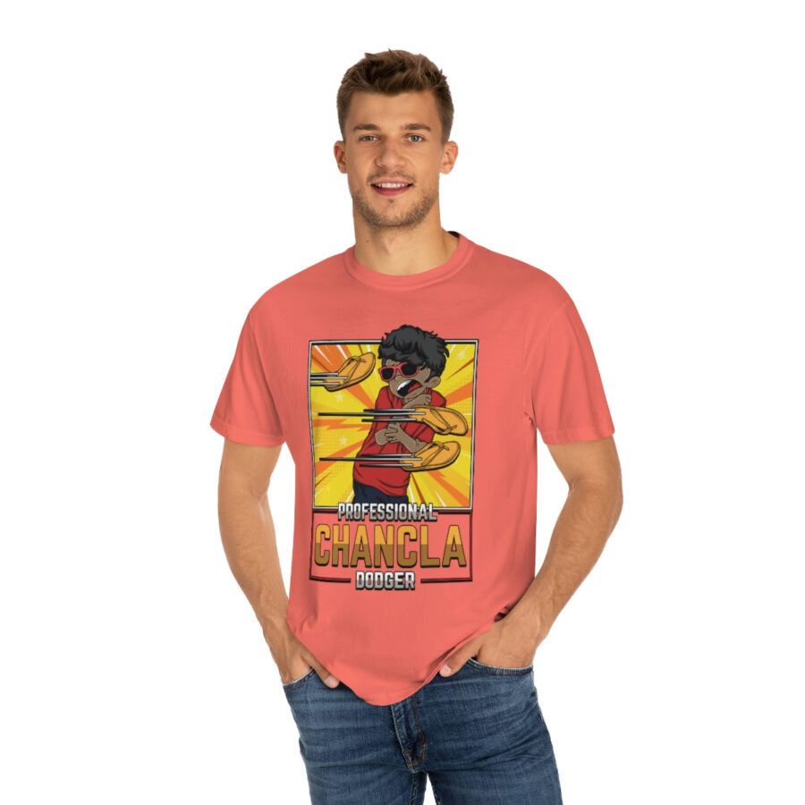 Fun and Vintage Chancla Dodging T-Shirt Parody Tee - Image 8