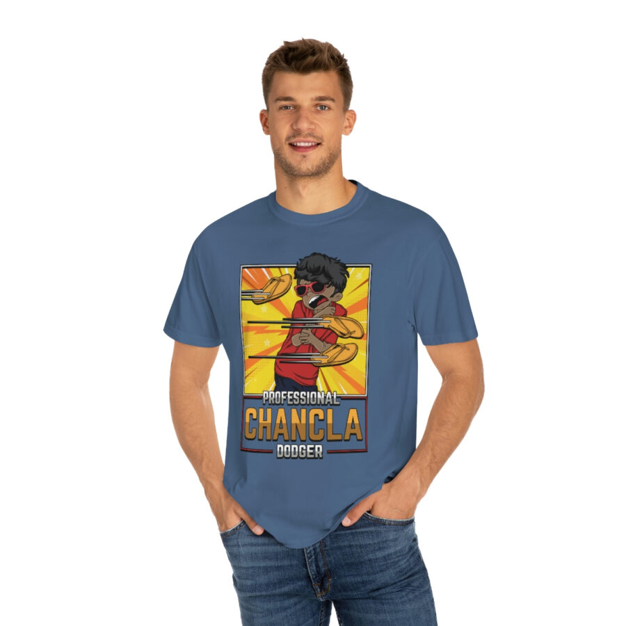 Fun and Vintage Chancla Dodging T-Shirt Parody Tee - Image 11